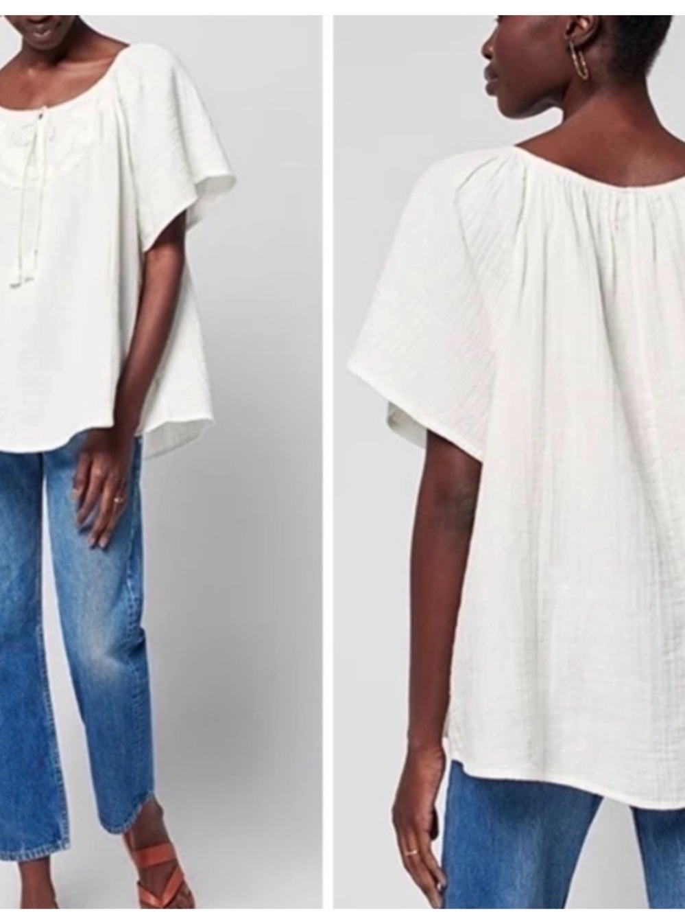Faherty Florence Organic
Cotton Gauze Embroidered
Blouse in White - Size Small